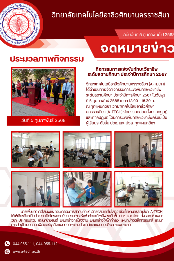 กิจกรรมการแข่งขันทักษะวิชาชีพ ระดับสถานศ